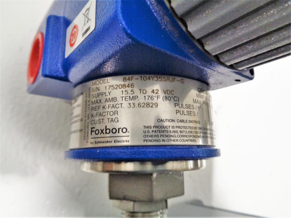Foxboro 84F Vortex Flowmeter 84F-T04Y3SSRJF-G, Size 4" 600# 316SS w/ Transmitter